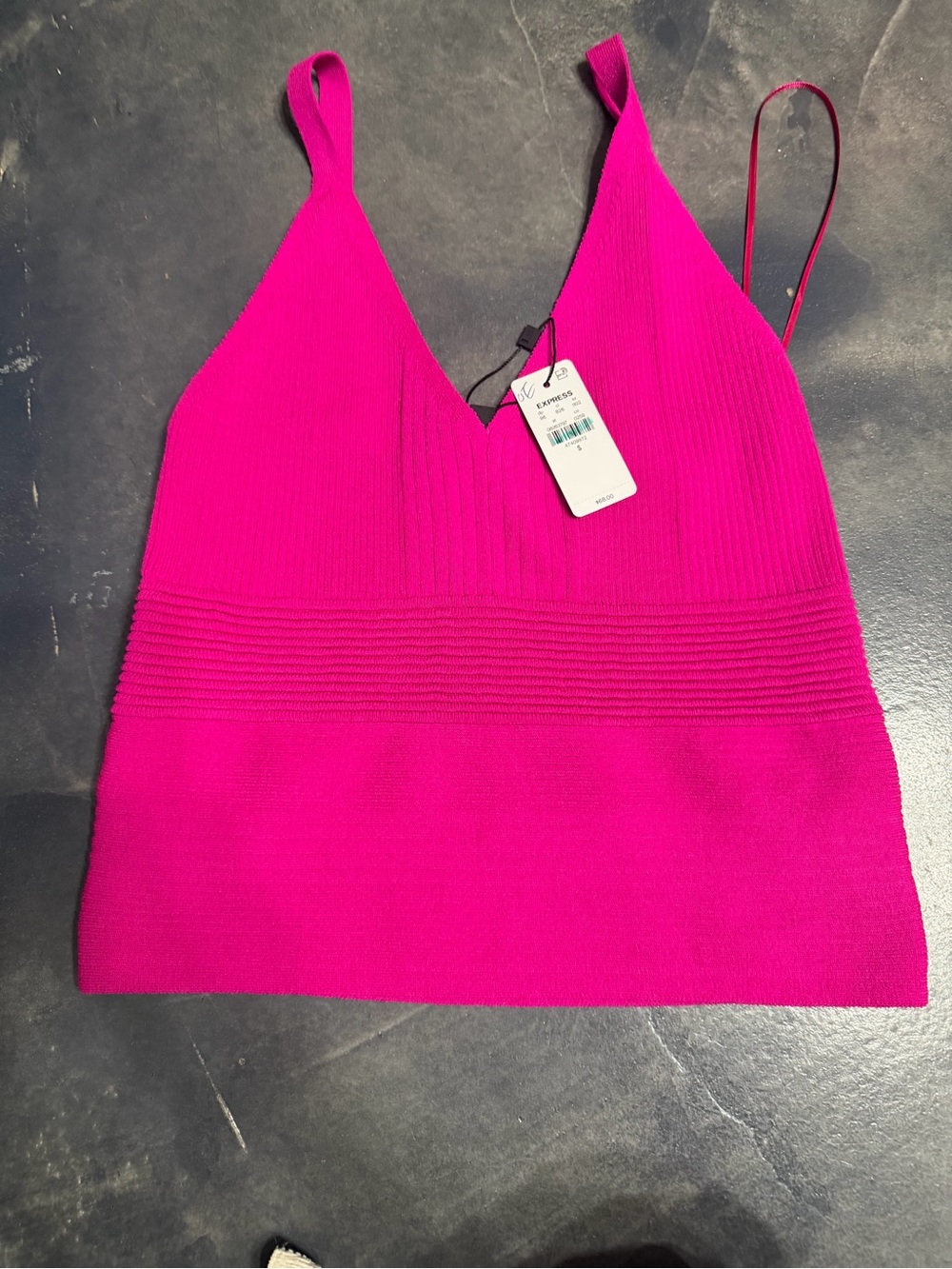 Express Hot Pink Ribbed V-Neck Camisole - Picture 4 of 4